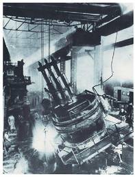 S.A. Echevarr�a lantegiko Heroult labe elektrikoa, Rekalden (Bizkaia), 1940 inguruan.<br><br>